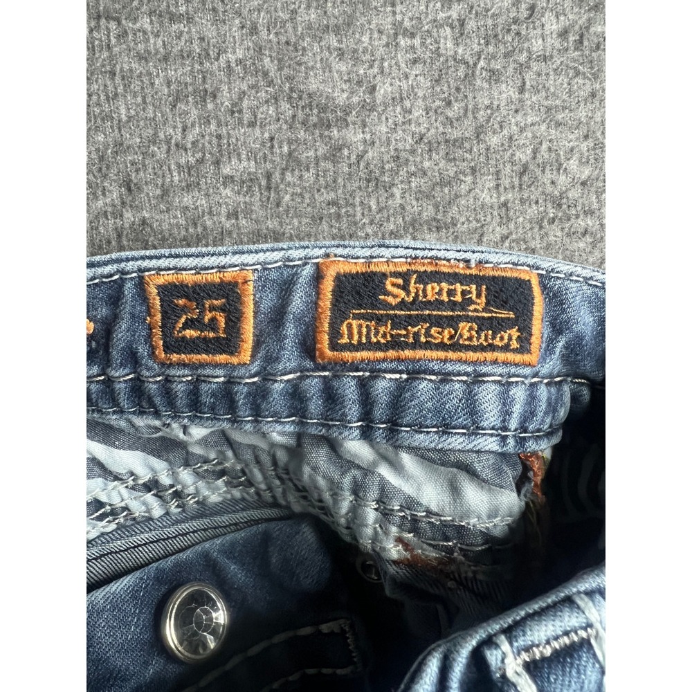 Rock Revival Sherry Mid-Rise Bootcut Jeans Light Wash Distressed Blue Denim 25 - Picture 6 of 16